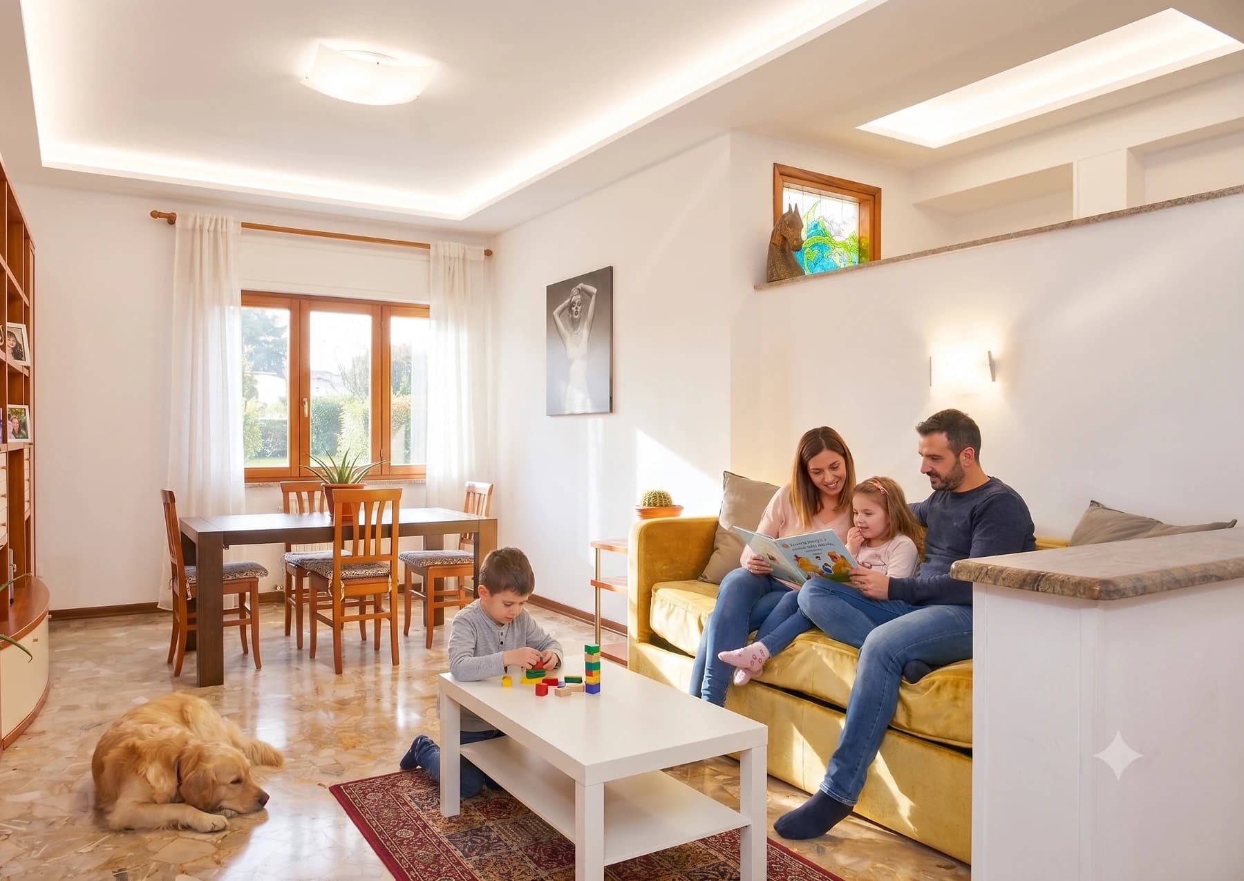 Famiglia in un ambiente spazioso e accogliente vicino a Venezia